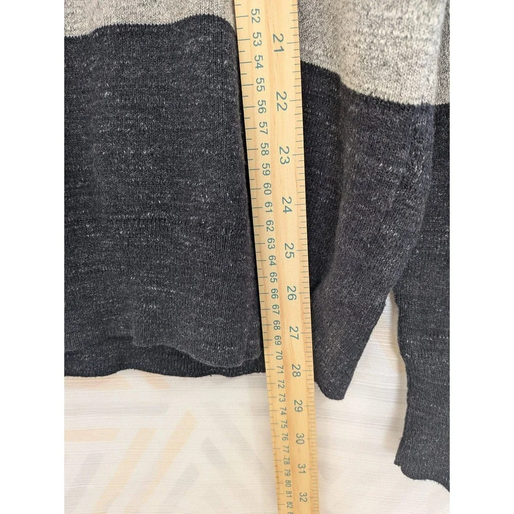 J Crew Mens Striped‎ Crewneck Sweater Cotton L Khaki Green Grey Navy